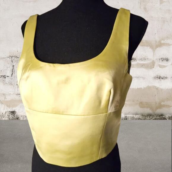 Jason Wu NWT Yellow Satin Cropped Tank - Size Medium - Picture 1 of 8